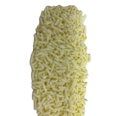 a close up of noodles on a white background