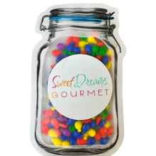 a jar filled with lots of colorful candy