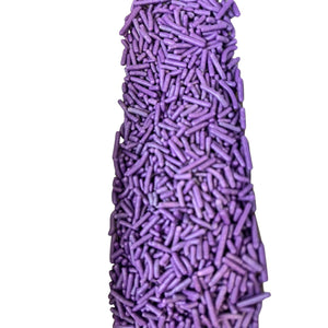 a purple tie with sprinkles on it