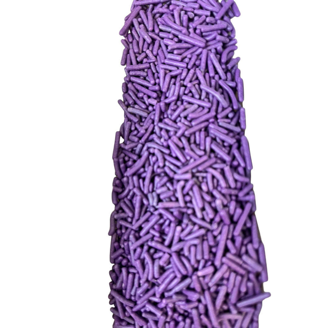 a purple tie with sprinkles on it