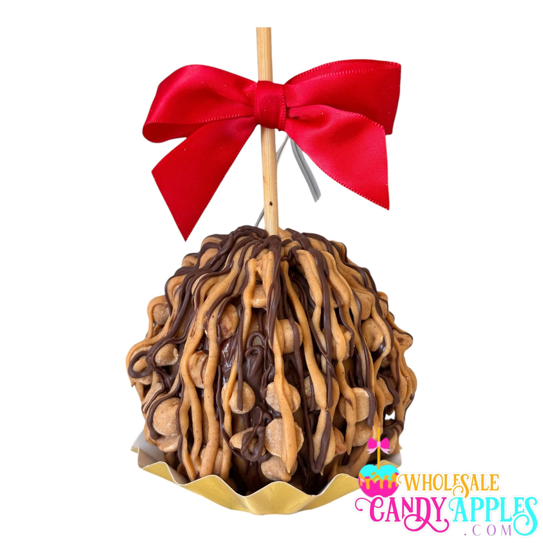 Large Gourmet Milk Chocolate Caramel Apple with Peanut butter Chips