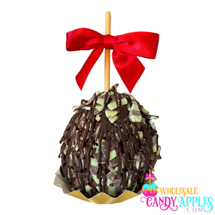 Large Gourmet Milk Chocolate Caramel Apple with Mint Chocolate