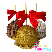 Large Gourmet Milk Chocolate Caramel Apple with Gold Glitter