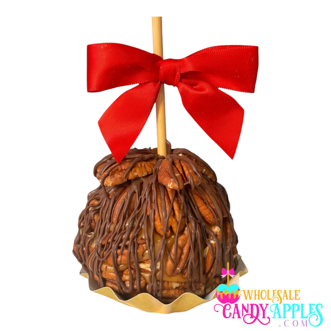 Large Gourmet Milk Chocolate Caramel Apple with Texas Pecans