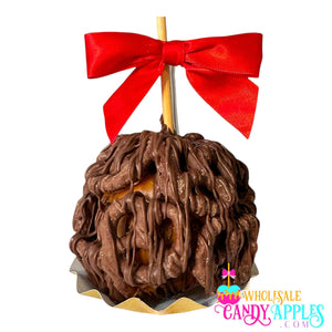 Large Gourmet Milk Chocolate Caramel Apple with Chocolate Pretzels