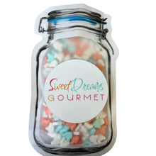 a jar filled with lots of colorful candies