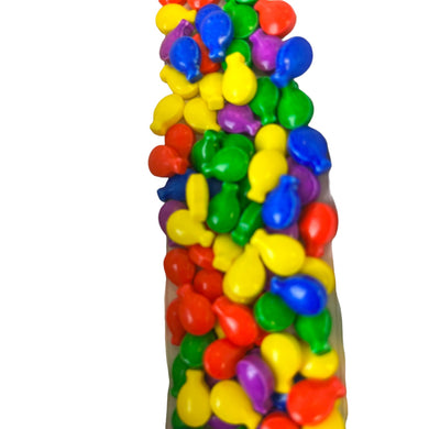 a pile of multicolored gummy bears sitting on top of each other