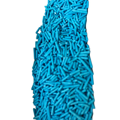 a close up of a bunch of blue sprinkles