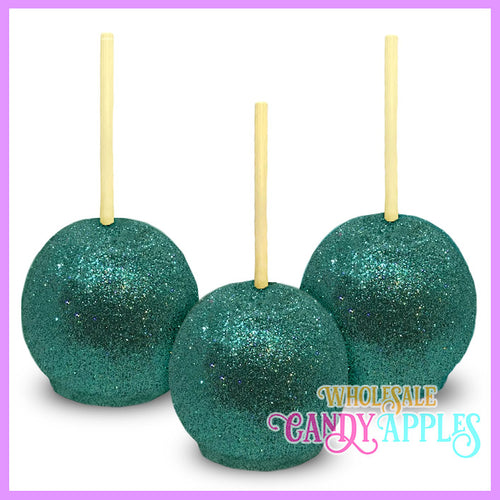 Teal Glitter Candy Apples