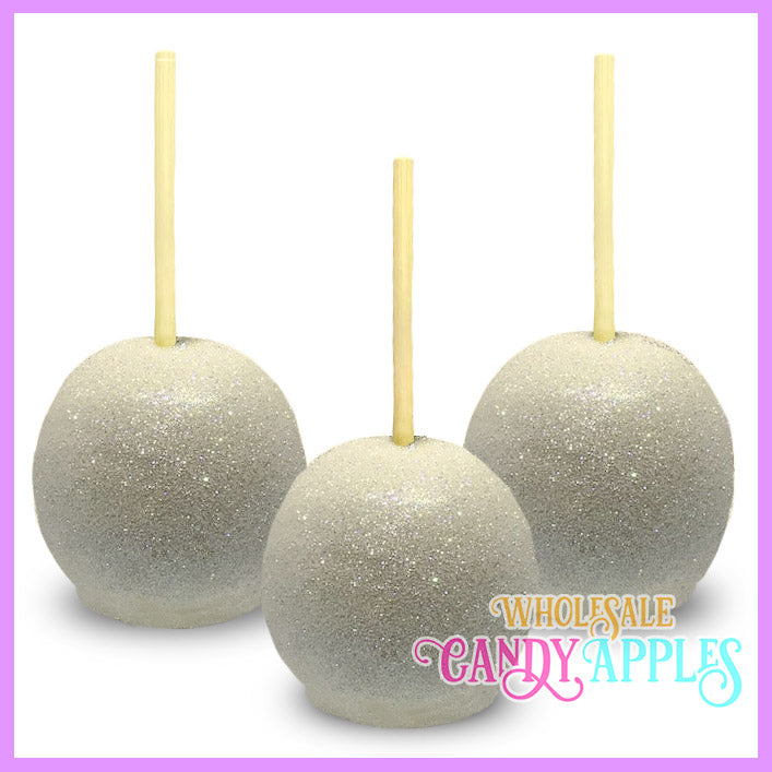 White Glitter Candy Apples